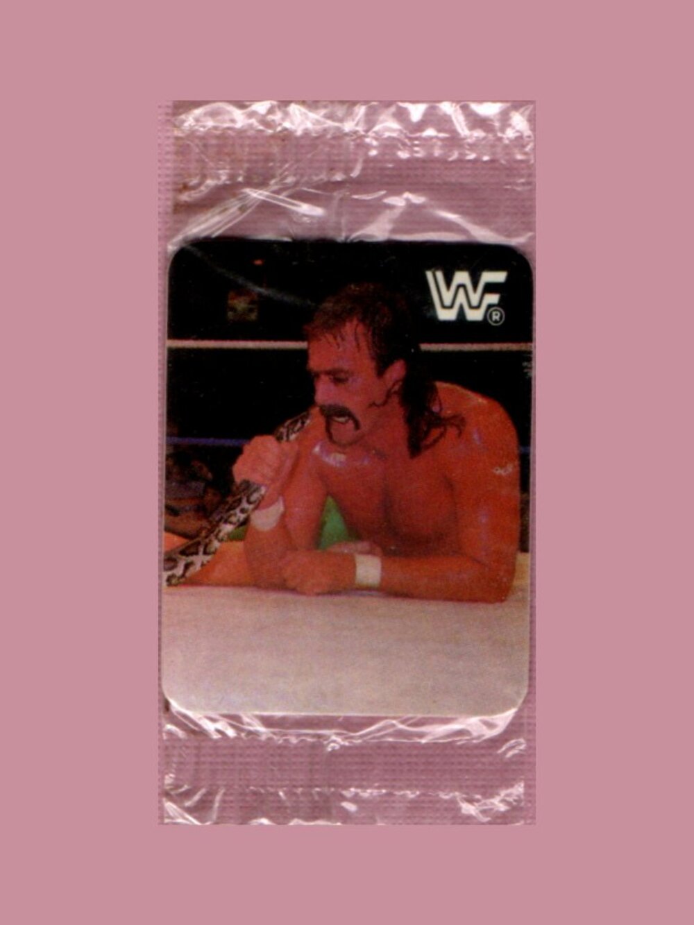 Hostess 1987 WWF WrestleMania Mini Sticker Card Jake "The Snake" Roberts Sealed